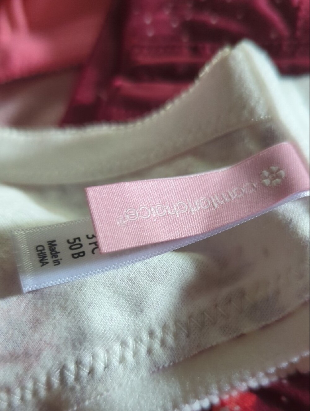 Bras3pack;Pink Solid,Floral,Dark Red Floral,3 Bras,New,3 Pak Back FastenerCotton - Picture 7 of 16